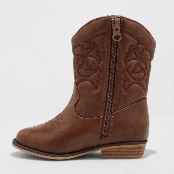 Boots brown child kid toddler zip western cowboy cowgirl nwt - Picture 3 of 12